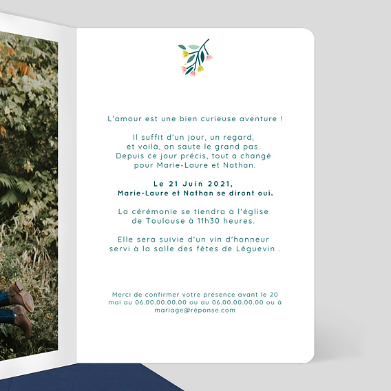 Faire part mariage Floral Atmosphère Intérieur Droit