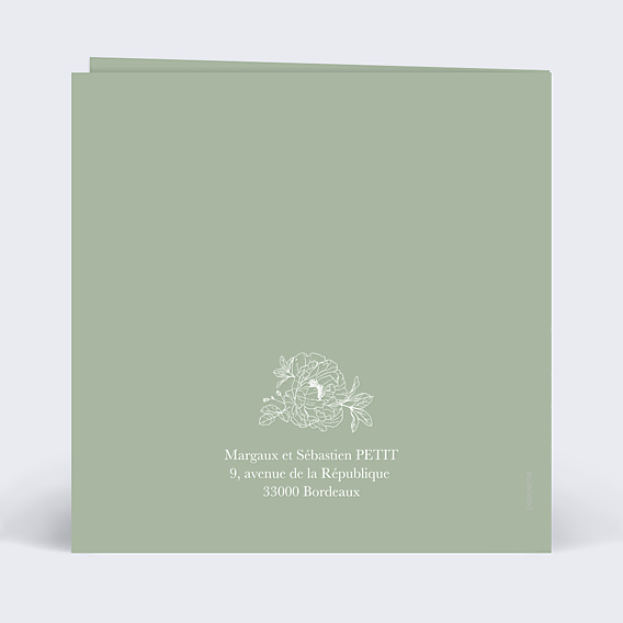 Faire-part Mariage Gravure Vert Sauge