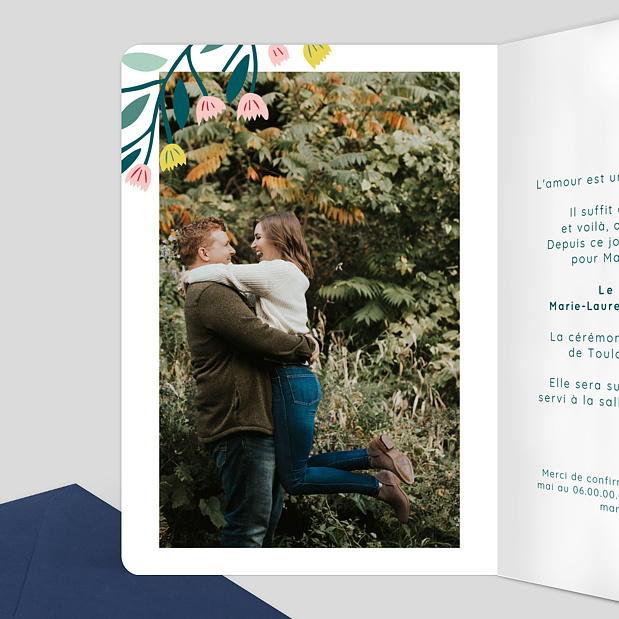 Faire-part Mariage Floral Atmosphère Intérieur Gauche