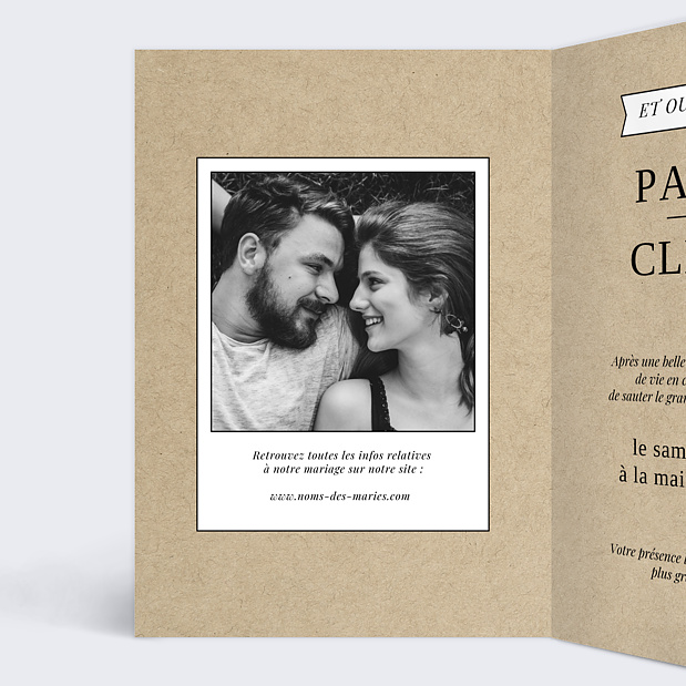 Faire-part Mariage Mots Croisés Vintage Intérieur Gauche