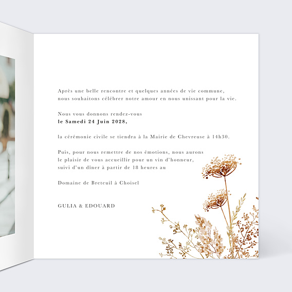 Faire-part Mariage Jardin Sauvage I