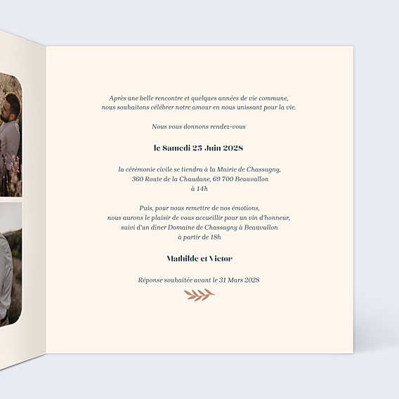 Faire-part Mariage Mésange Couronne