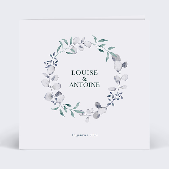 Faire part mariage Couronne classique bleu