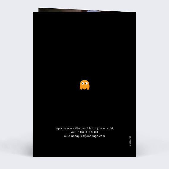 Faire part mariage Couple Pacman Verso