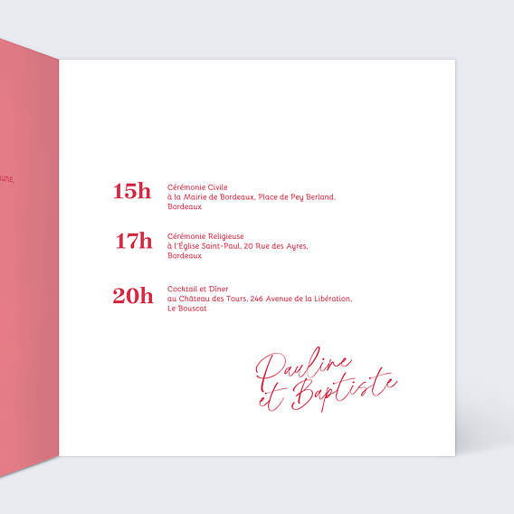 Faire part mariage Oui Coloré Intérieur Droit