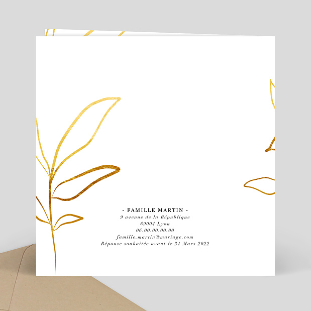 Faire-part Mariage Lancéolée Verso