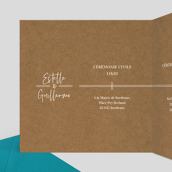 Faire part mariage Bohème kraft Intérieur Gauche