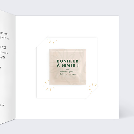 Faire part mariage Pêle mêle coeur graines à planter Intérieur Droit