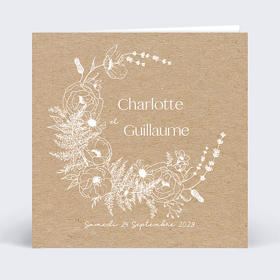 Faire part mariage Couronne Kraft
