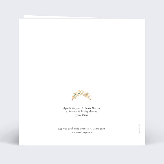 Faire part mariage Couronne Boréale Verso