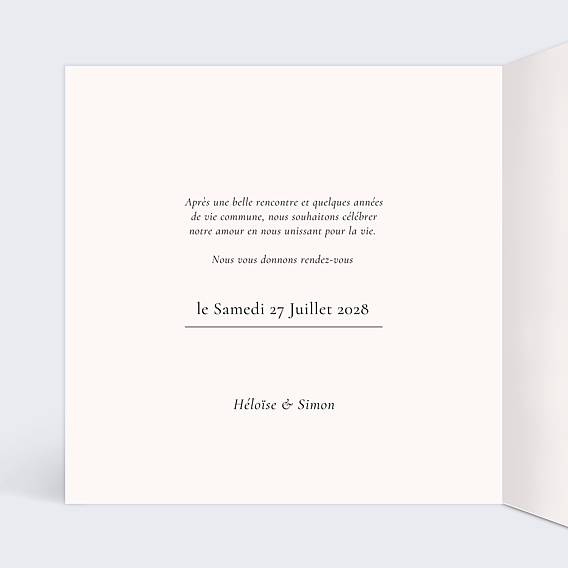 Faire part mariage Pétale d'Iris Intérieur Gauche