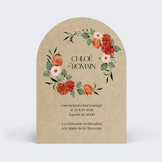 Faire-part Mariage Couronne Dahlia et Renoncules