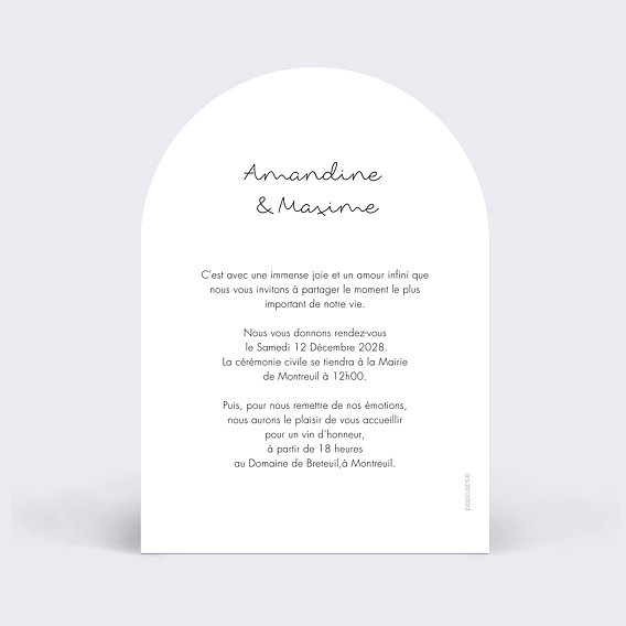 Faire part mariage Programme Pleine Page Noir Verso