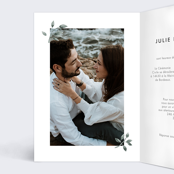 Faire part mariage Fiori Intérieur Gauche