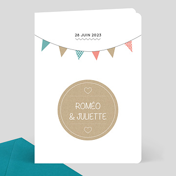 Faire-part Mariage Fanions vintage