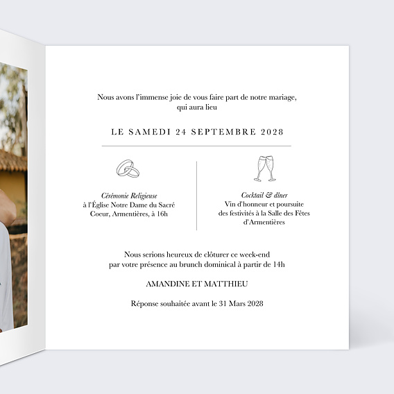 Faire part mariage Etiquette Tropicale Intérieur Droit