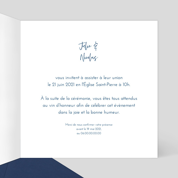 Faire-part de Mariage Chic Intérieur Droit