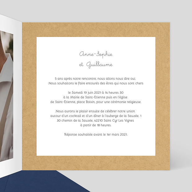 Faire-part Mariage Fanions Bucoliques Intérieur Droit