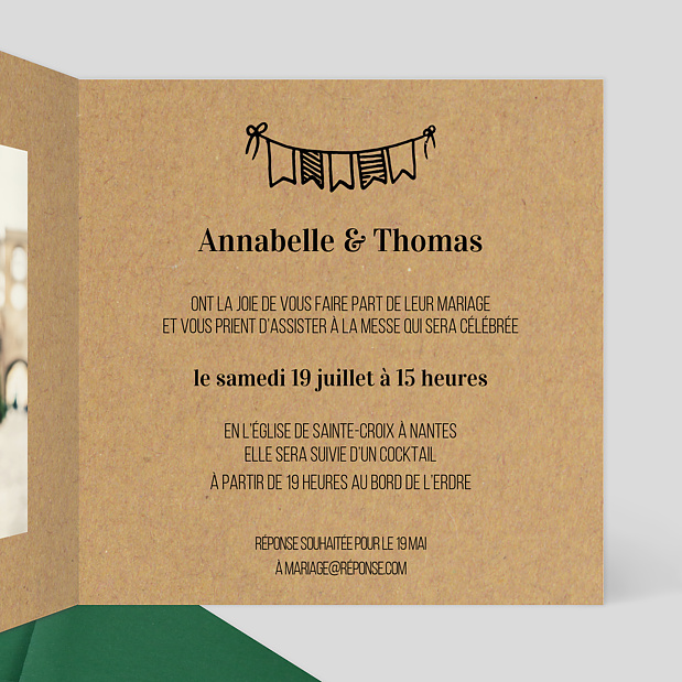 Faire-part Mariage Petit Carnet Intérieur Droit