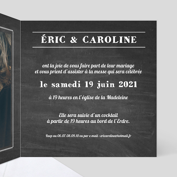 Faire-part Mariage Timeline Chiffrée Intérieur Droit