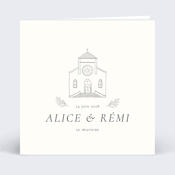Faire part mariage Église sacrée
