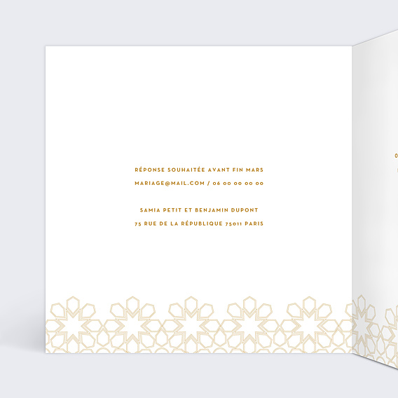 Faire-part Mariage Motif oriental