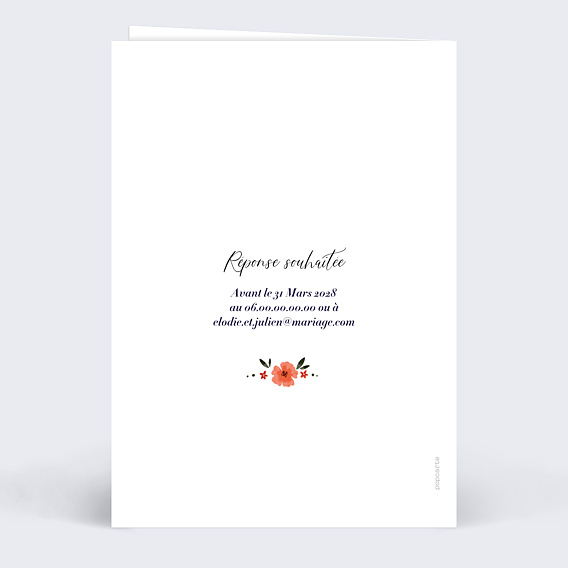 Faire part mariage Champêtre Verso