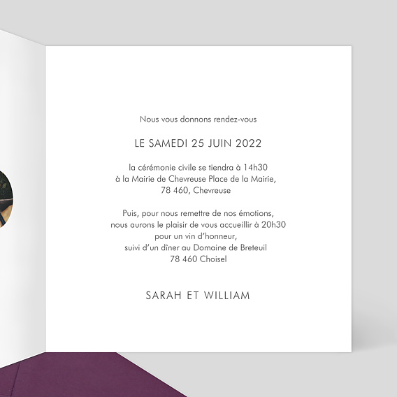 Faire part mariage Puzzle Intérieur Droit