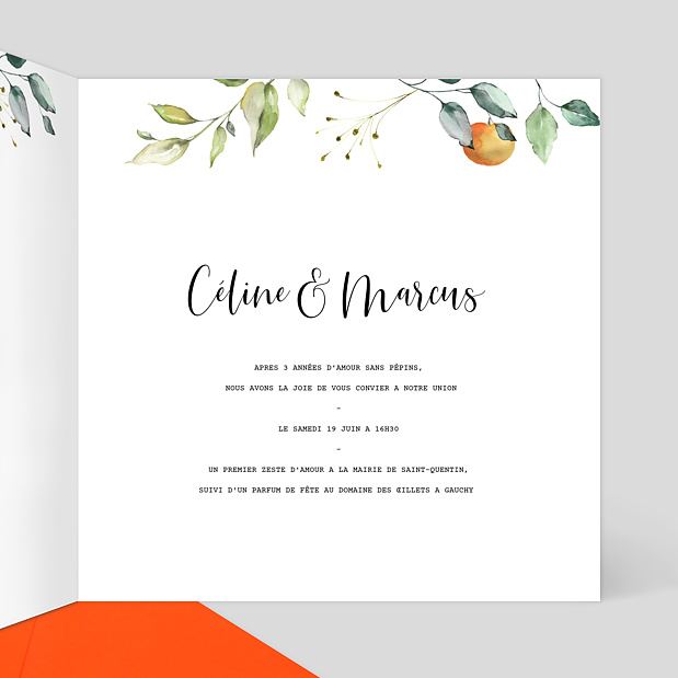 Faire-part Mariage Agrumes Intérieur Droit