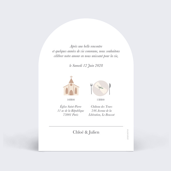 Faire part mariage Joli Programme Verso