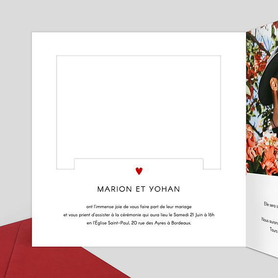 Faire part mariage Découpe Love Letter Intérieur Gauche