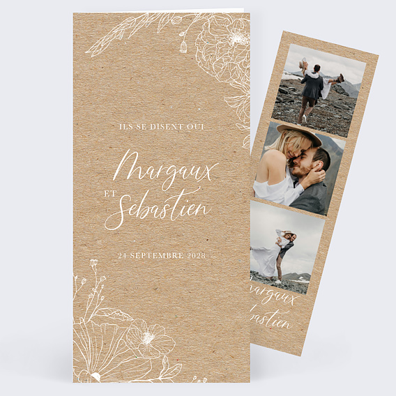 Faire part mariage Gravure Kraft