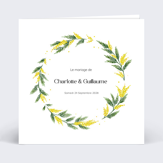 Faire-part Mariage Couronne de Mimosa