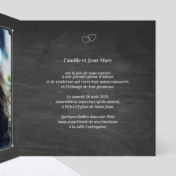 Faire part mariage Pastille Ardoise Intérieur Droit