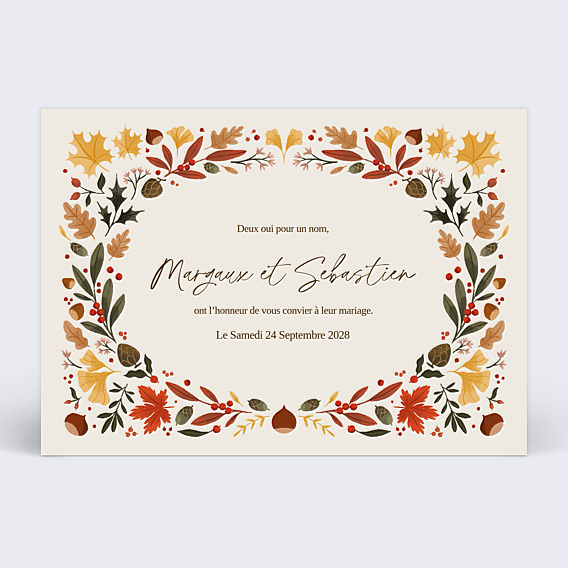Faire-part Mariage Tourbillon d'Automne
