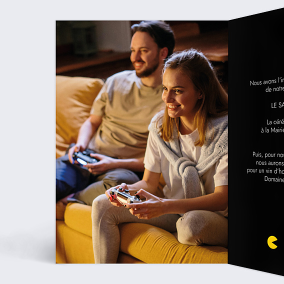 Faire-part Mariage Couple Pacman