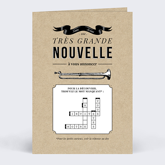 Faire part mariage Mots Croisés Vintage