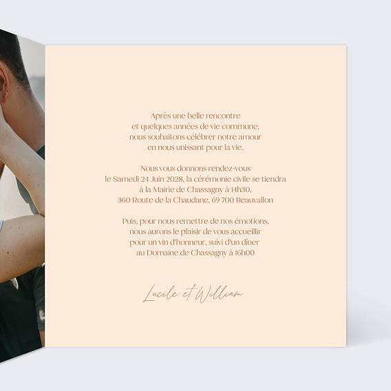 Faire part mariage Marie Lou Création x Popcarte - Méditerranée Intérieur Droit