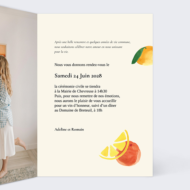 Faire-part Mariage Été Acidulé Intérieur Droit
