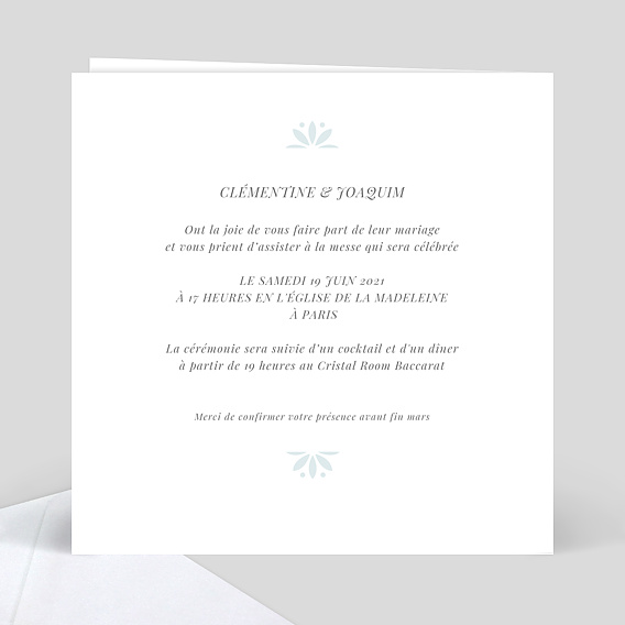 Faire part mariage Découpe Mille et Une Nuits Verso