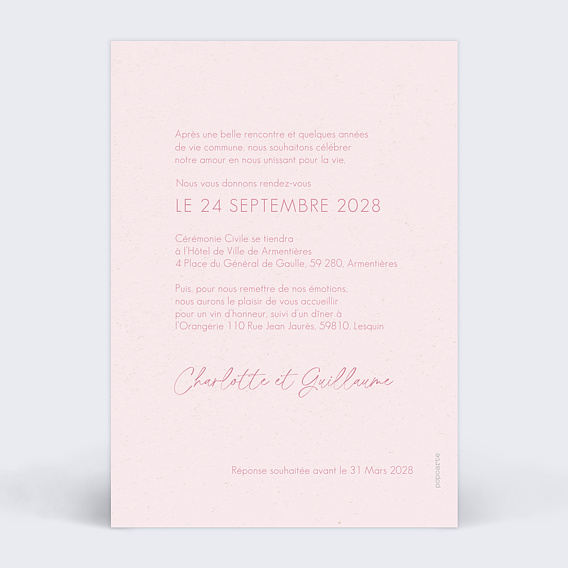 Faire part mariage Maison Lemoine X Popcarte - Ivory Verso