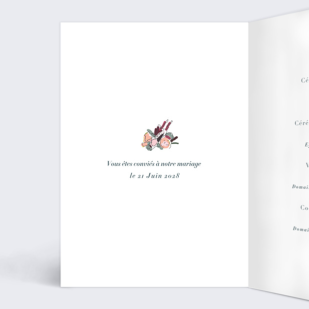 Faire-Part Mariage Illustration Douceur Intérieur Gauche