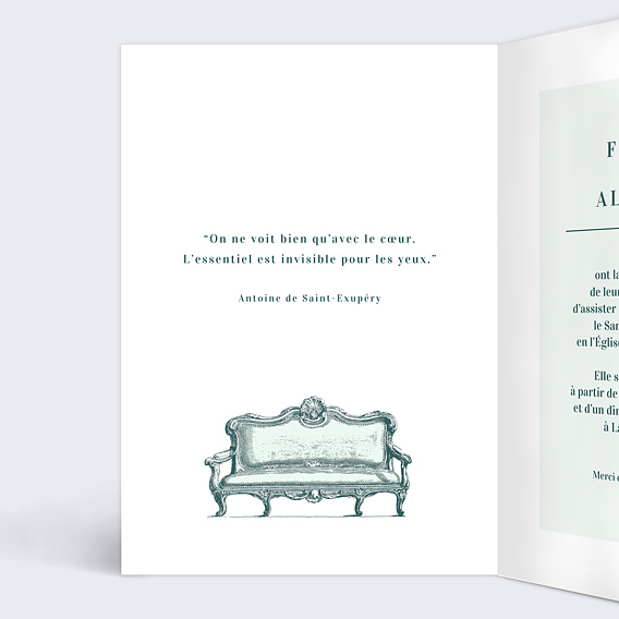 Faire part mariage Badinage Intérieur Gauche