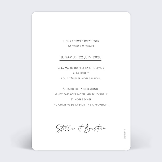 Faire part mariage Pleins & Déliés Verso