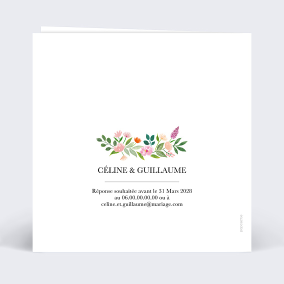 Faire-part Mariage Couronne Champêtre Aquarelle