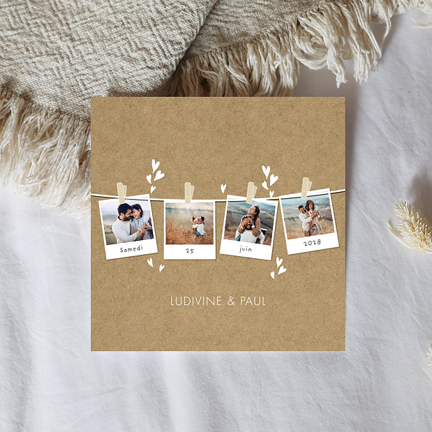 Faire-part mariage corde linge