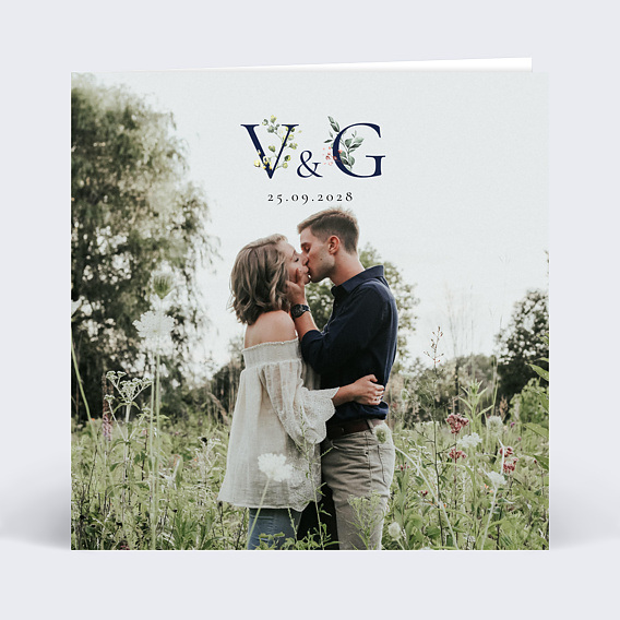 Faire part mariage Lettrines Botaniques