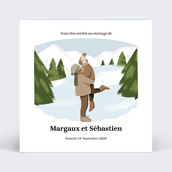 Faire-part Mariage Amour Enneigé