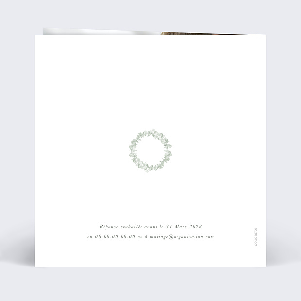 Faire-part Mariage Couronne Eucalyptus Aquarelle Verso