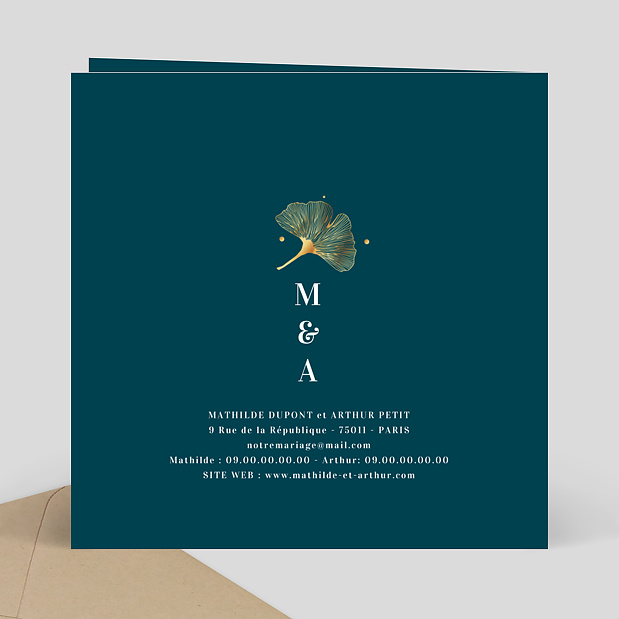 Faire-part Mariage Ginkgo Verso